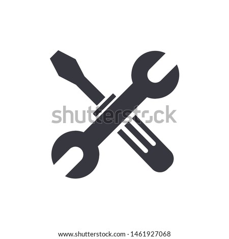 Wrench and screwdriver ico...ed on white background