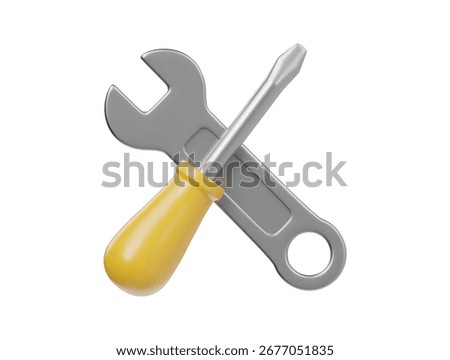 Wrench and screwdriver icon 3d