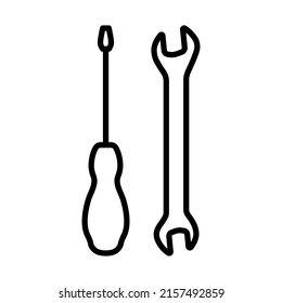 Wrench And Screwdriver Icon. Bold outline design with editable stroke width. Vector Illustration.