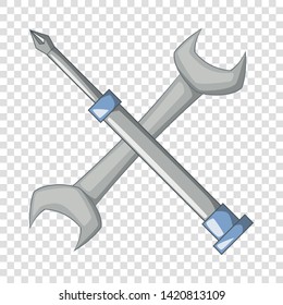 Wrench and screwdriver icon. Cartoon illustration of wrench and screwdriver vector icon for web design