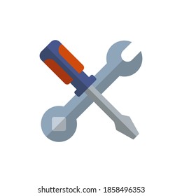 wrench and screwdriver icon of color style design vector template