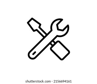 Wrench and screwdriver icon concept. Modern outline high quality illustration for banners, flyers and web sites. Editable stroke in trendy flat style. Line icon of repir