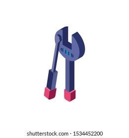 wrench and screwdriver icon design, Digital technology communication social media internet web and wireless theme Vector illustration