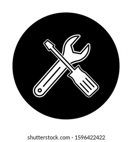 Wrench and screwdriver icon design. Repair tool icon in silhouette style design. Vector illustration.