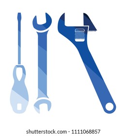 Wrench and screwdriver icon. Flat color design. Vector illustration.