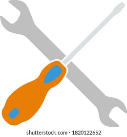 Icono De Llave Y Destornillador. Diseño de color plano. Ilustración vectorial.