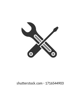 Wrench and screwdriver icon flat vector design. Repair symbol.