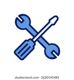 Wrench and Screwdriver Icon, Flat Vector Symbol for Repair, Tools, and Maintenance.