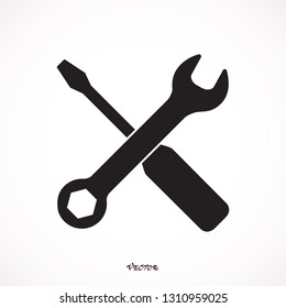 Wrench and screwdriver icon isolated on white background