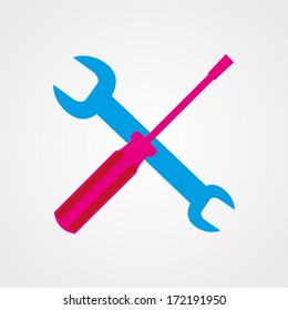 Wrench and Screwdriver Icon Isolated on White Background