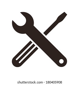 Wrench and screwdriver icon isolated on white background