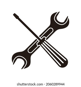 Icono de llave y destornillador. Aislado sobre un fondo blanco.