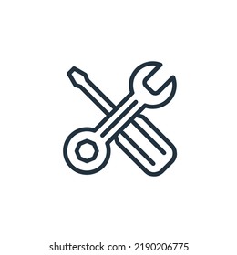 Wrench And Screwdriver Icon Isolated On A White Background. Maintenance Symbol For Web And Mobile Apps.
