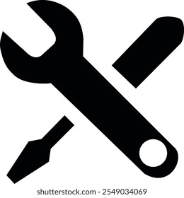 Schraubenschlüssel- und Schraubendrehersymbol einzeln auf weißem Hintergrund. Reparatur-Tool-Icons setzen