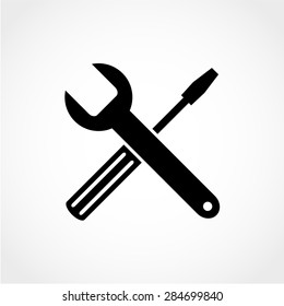 Wrench and screwdriver Icon Isolated on White Background