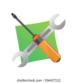 Wrench and screwdriver icon isolated on white background