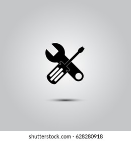 Wrench and screwdriver icon isolated on white background