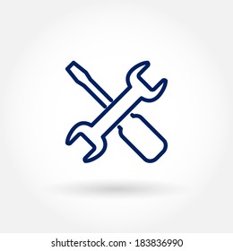 Wrench and screwdriver icon. Modern line icon design. Modern icons for mobile interface. Vector illustration. 