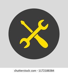 Wrench and screwdriver icon on gray background. Vector illustration