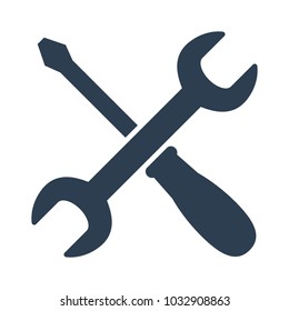 wrench and screwdriver icon on white background. Vector illustration