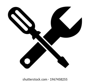 wrench and screwdriver icon on white background