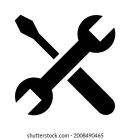 wrench and screwdriver icon on white background