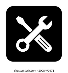 wrench and screwdriver icon on white background