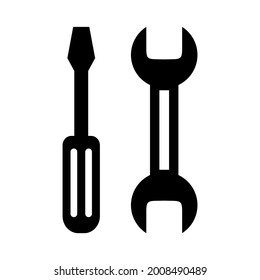 wrench and screwdriver icon on white background