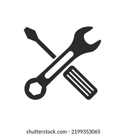 Wrench and screwdriver icon on a white background. Vector illustration