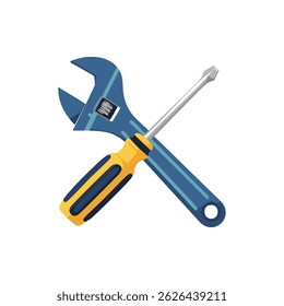 Wrench and Screwdriver Icon on White Background - Minimalist Tool Illustration