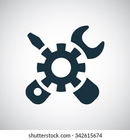 wrench and screwdriver icon, on white background
