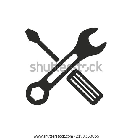 Wrench and screwdriver icon on a white background. Vector illustration