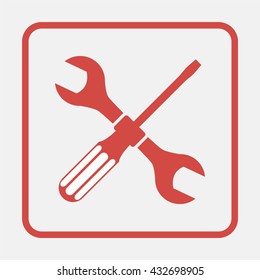Wrench and screwdriver icon. One of set web icons