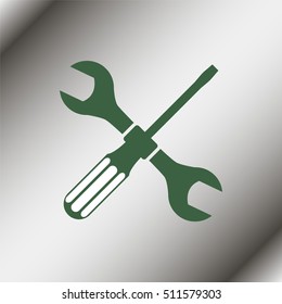 Wrench and screwdriver icon. One of set web icons