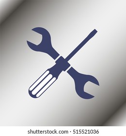 Wrench and screwdriver icon. One of set web icons