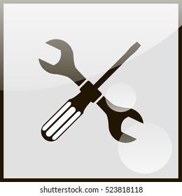 Wrench and screwdriver icon. One of set web icons