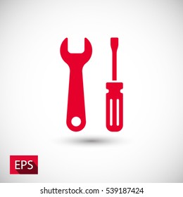 Wrench and screwdriver icon. One of set web icons