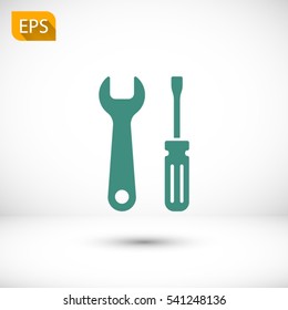 Wrench and screwdriver icon. One of set web icons