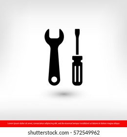 Wrench and screwdriver icon. One of set web icons