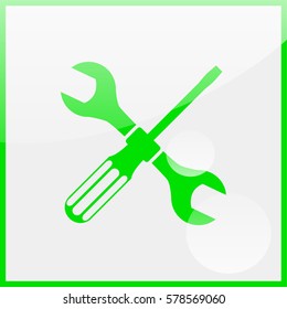 Wrench and screwdriver icon. One of set web icons