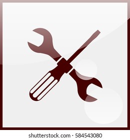 Wrench and screwdriver icon. One of set web icons