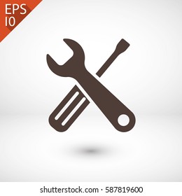 Wrench and screwdriver icon. One of set web icons