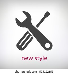 Wrench and screwdriver icon. One of set web icons