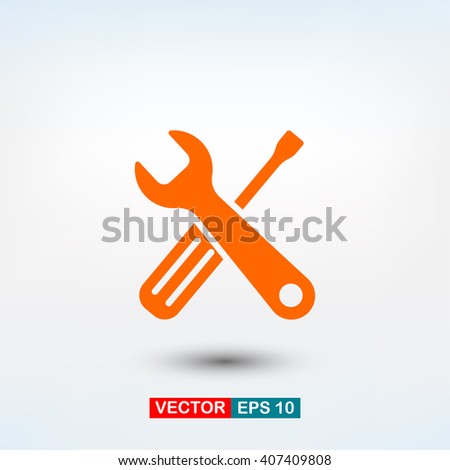 Wrench and screwdriver icon. One of set web icons