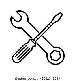 Wrench and Screwdriver Icon. Repair Service Icon. Hand Tools Icon.