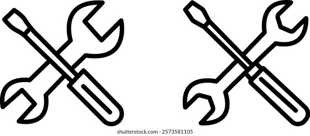 "Wrench and Screwdriver Icon - Representing Tools, Maintenance, and Repair Work"