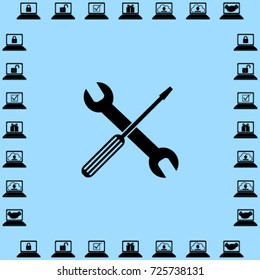 Wrench and screwdriver icon, service vector illustration