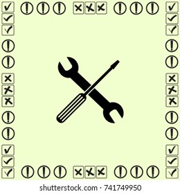 Wrench and screwdriver icon, service vector illustration