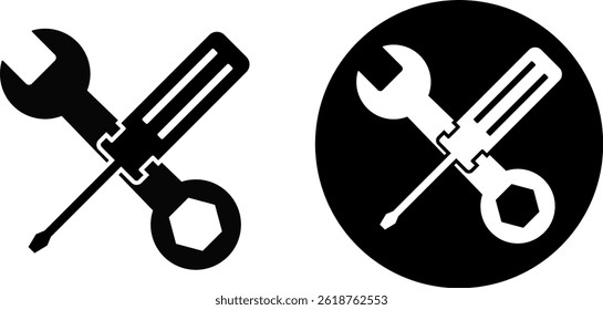 wrench and Screwdriver icon set. hammer and screwdrivers symbol. Settings and repair symbol. service sign. Maintenance tools