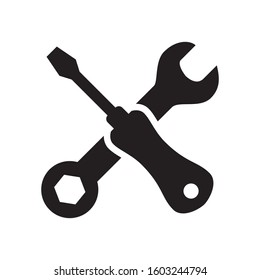 wrench and screwdriver icon, setting icon, glyph style